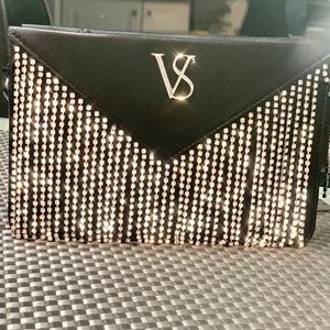 Victoria Secret Black Purse, Rhinestone Clutch,